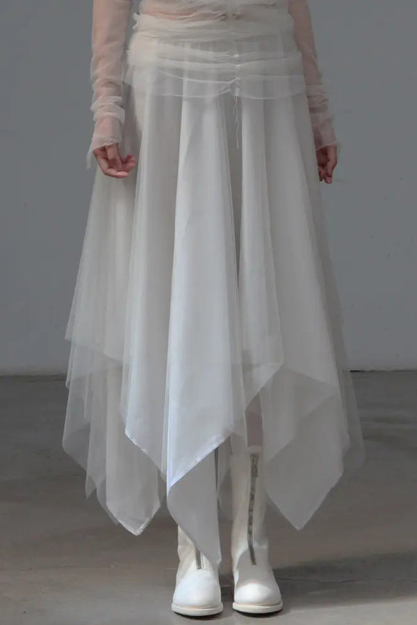 Marc Le Bihan 2590 Collection of Triple Tulle Silk Skirts Handmade in France MLB-2590-BAI White